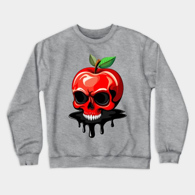 Skull Apple Poisoned Deadly spooky Fruit Crewneck Sweatshirt by BluedarkArt